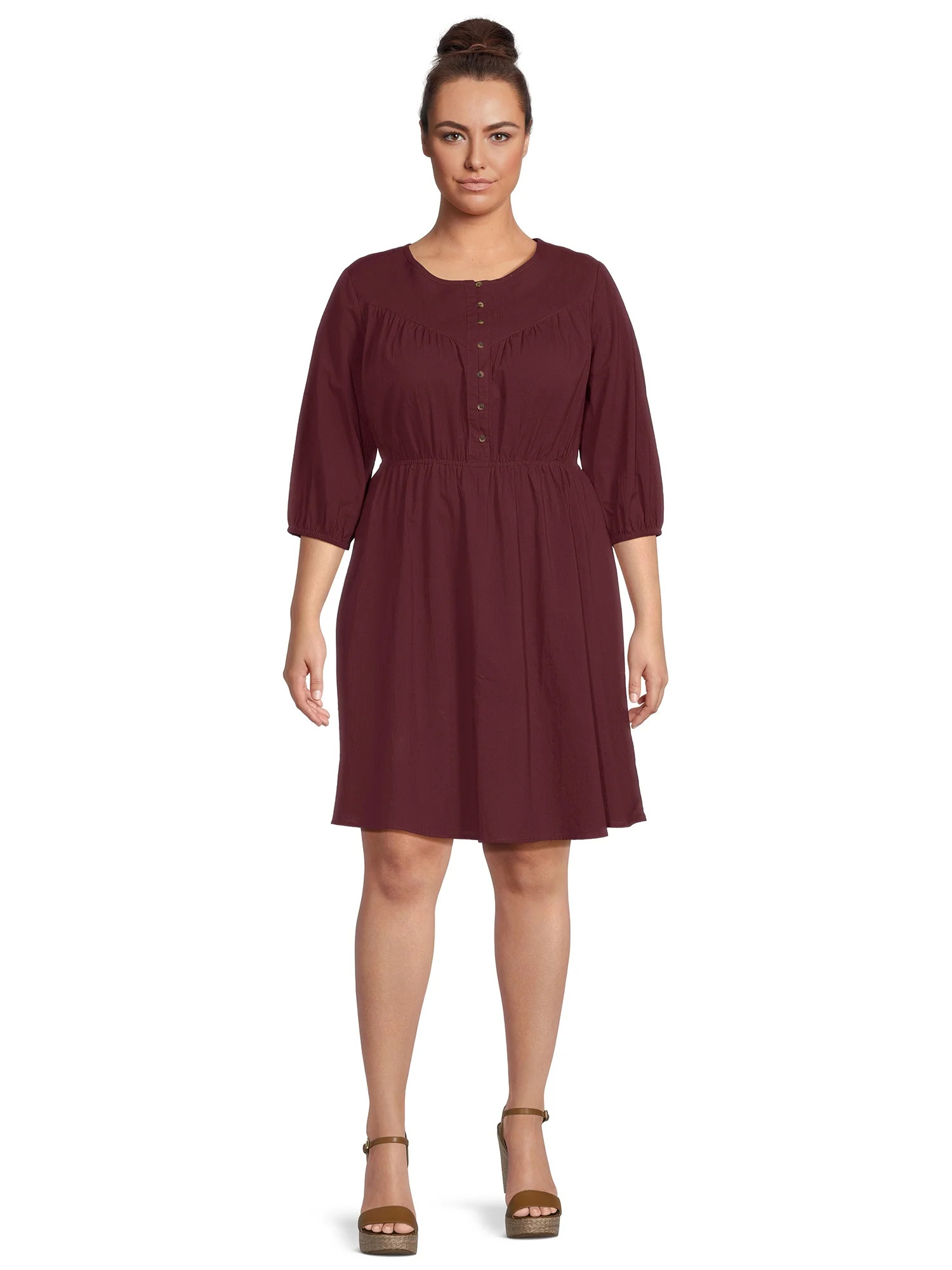 Terra & Sky Women's Plus Size Button Front Dress | Walmart (US)
