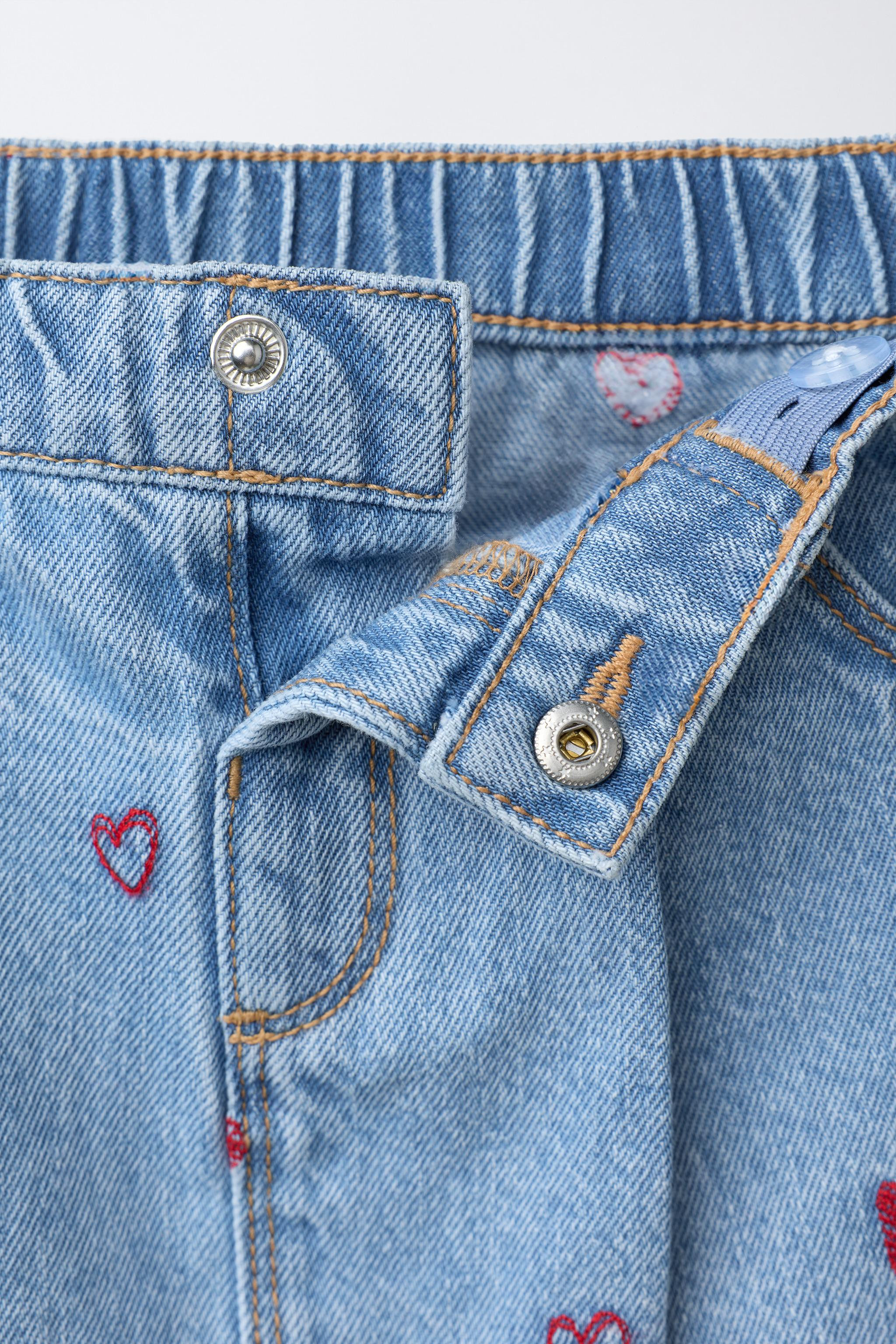 EMBROIDERED HEARTS DENIM SKIRT | Zara US