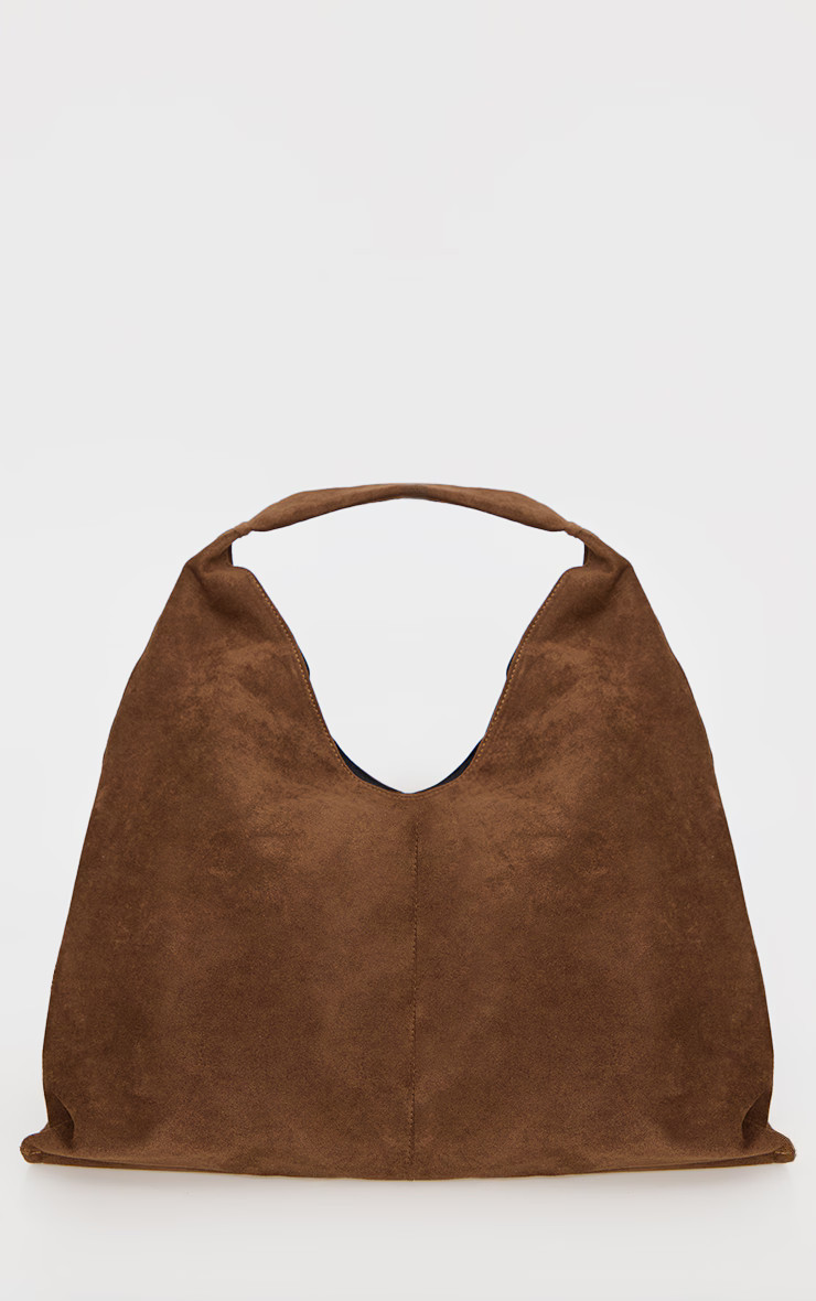 Chocolate Faux Suede Oversized Slouchy Tote Bag | PrettyLittleThing UK