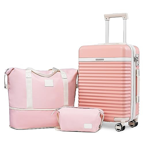 Joyway 20 Inch Carry on Luggage Set, 3 Piece Luggage Set with Spinner Wheel and TSA Lock, Hardshell Expandable Suitcase Set with Duffel Bag | Amazon (US)