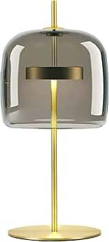 DJAMEL Table Lamp 9.4'' Amber Glass Desk Table Lamps,9W Mounted Glass Cylinder Shade with Brass B... | Amazon (US)