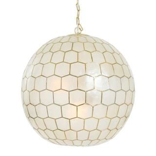 20" Capiz White Seashells with Antique Gold Honeycomb Globe Chandelier Pendant Light | Michaels Stores