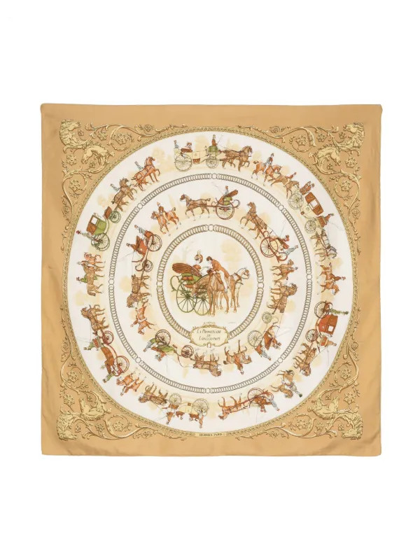 Hermès Pre-Owned 1986 La Promenade De Longchamps Silk Scarf | Neutrals | FARFETCH UK | Farfetch Global