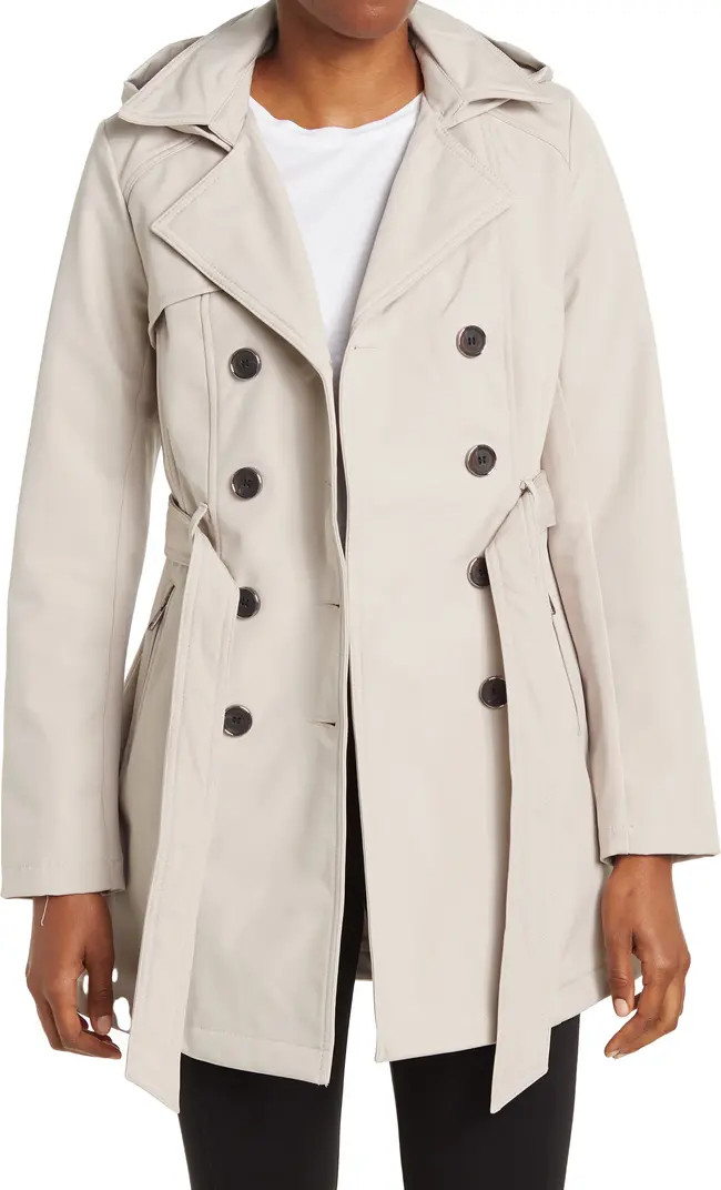 Water-Resistant Hooded Double-Breasted Trench Coat | Nordstrom Rack