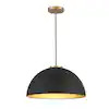 TUXEDO PARK LIGHTING 18 in. W x 10 in. H 1-Light Matte Black with Natural Brass Hanging Pendant Light with Metal Dome Shade 7-364395-BKNB | The Home Depot
