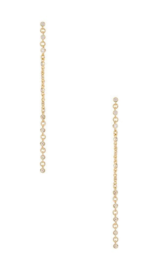 Ettika Dainty Linear Crystal Earrings in Metallic Gold. | Revolve Clothing (Global)