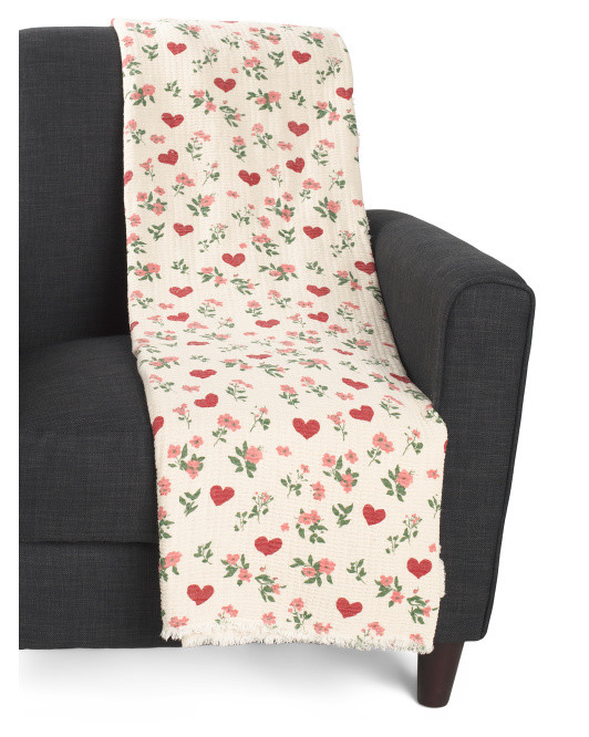 Floral Heart Printed Throw | TJ Maxx