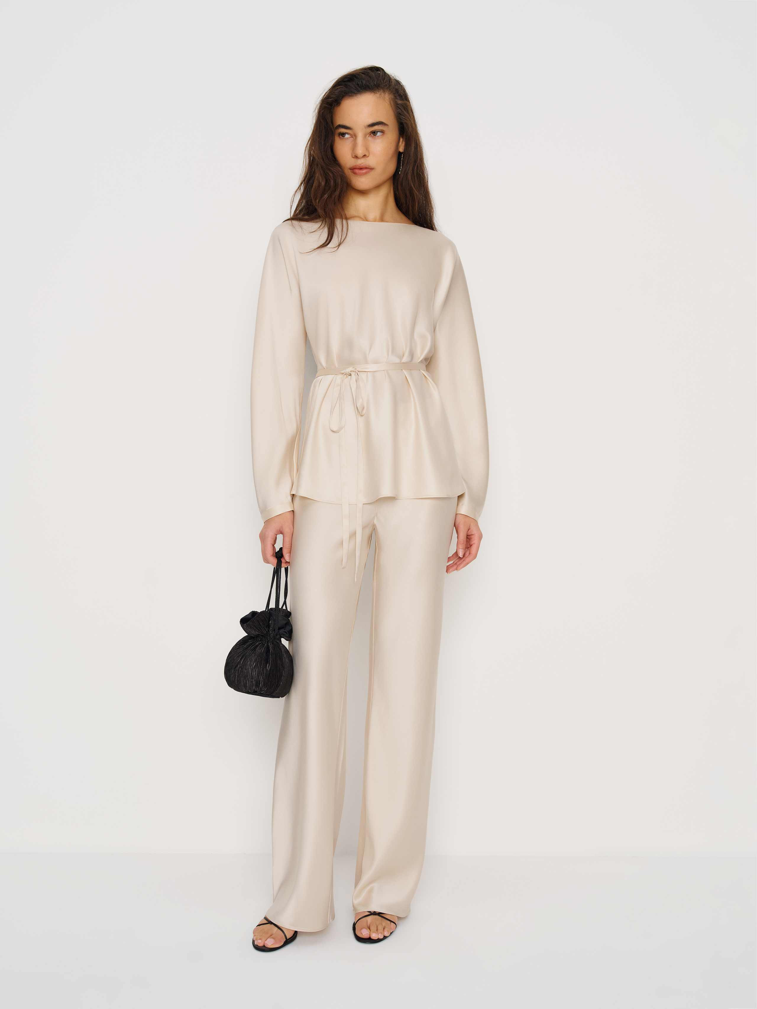 Reformation Aubrey Satin Two Piece Ivory 4 | Reformation (Global)