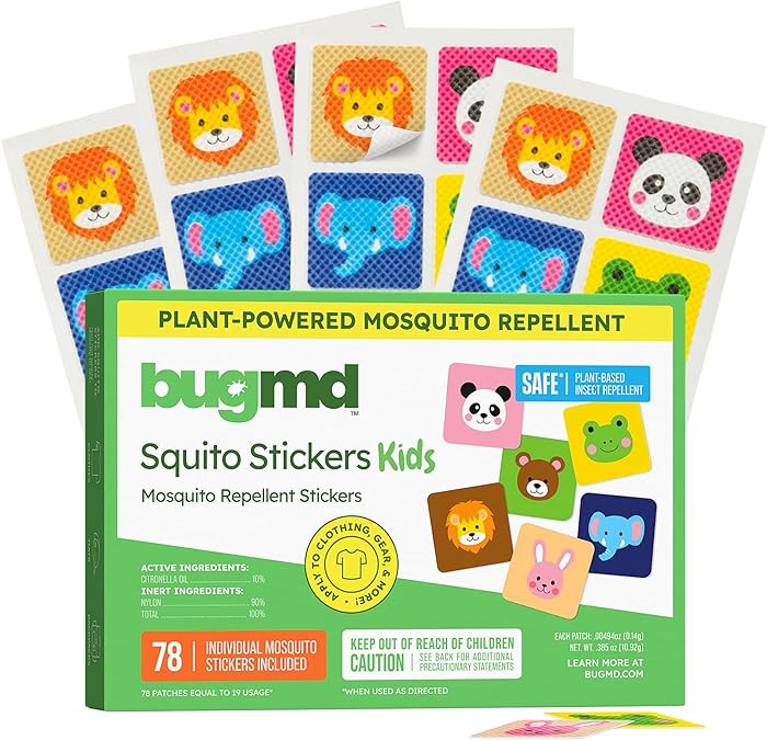 BugMD Squito Stickers Mosquito Repellent Patch Stickers for Kids (78 Stickers), Safe & Effective ... | Amazon (US)