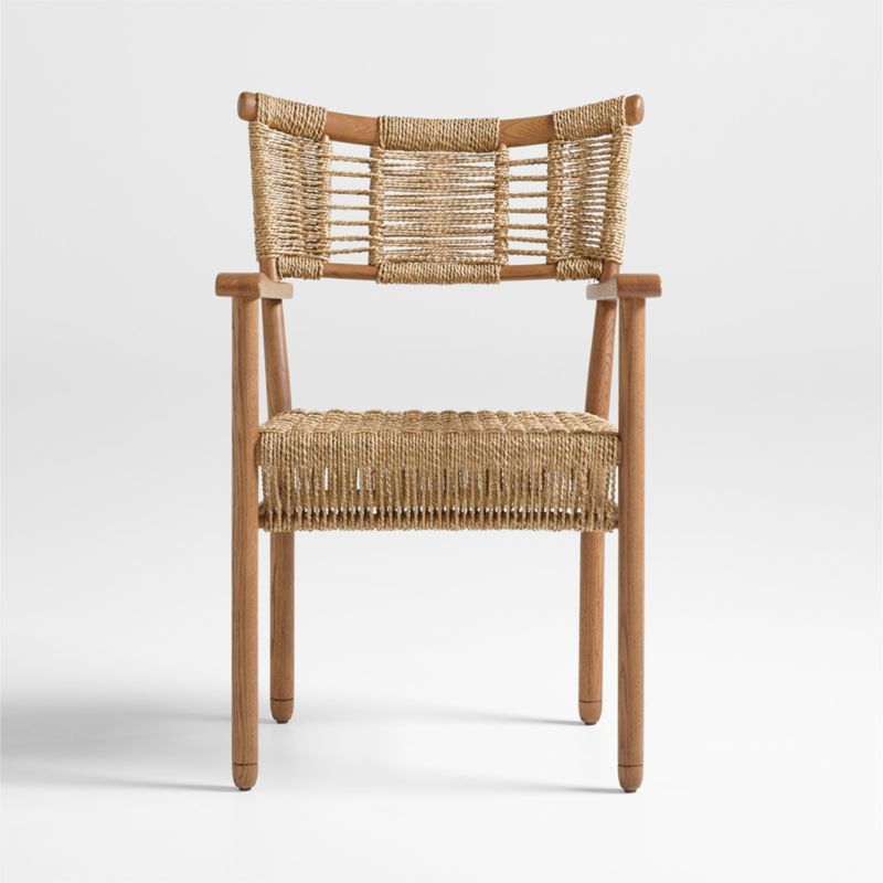 Forge Barley Brown Oak Wood Dining Arm Chair by Jake Arnold | Crate & Barrel | Crate & Barrel