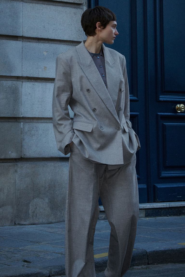 Wide trousers - Grey - Ladies | H&M GB | H&M (UK, MY, IN, SG, PH, TW, HK)