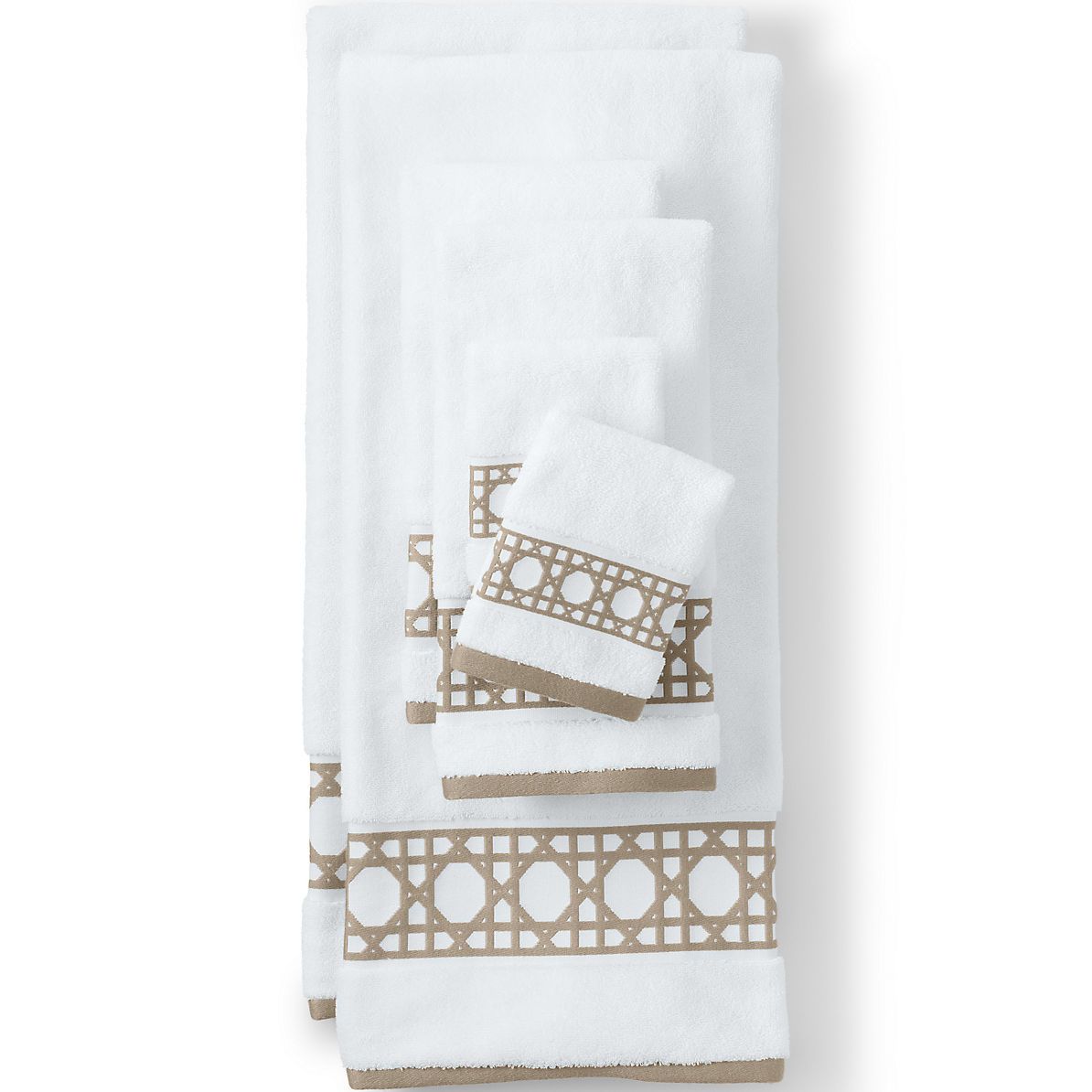 Premium Supima Cotton Cane Weave Jacquard Border 6-Piece Bath Towel Set | Lands' End (US)