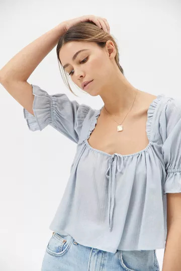 UO Jasper Ruffle Babydoll Top | Urban Outfitters (US and RoW)