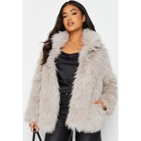 Womens Petite Faux Fur Coat - Grey - 10 | NastyGal UK