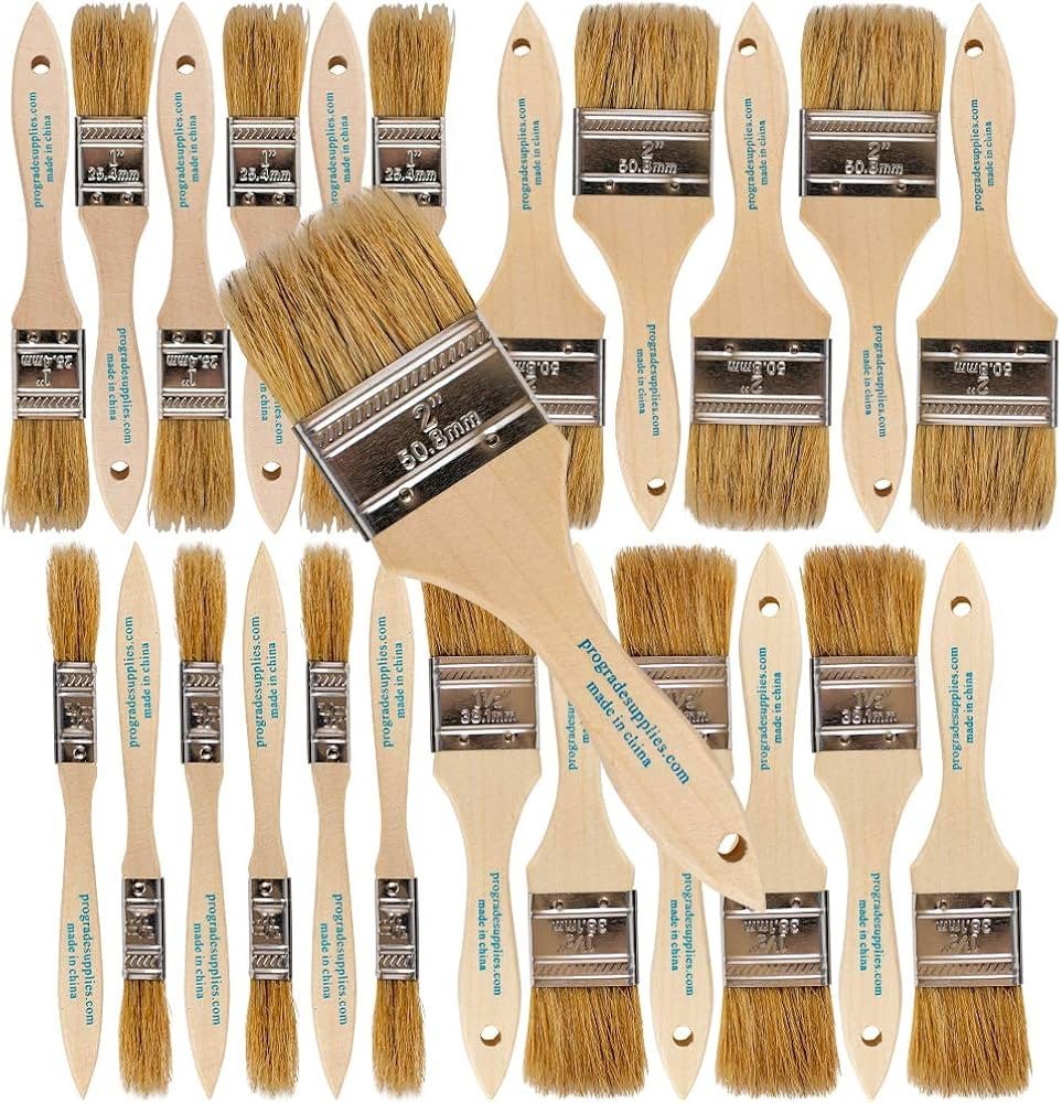Pro-Grade - Chip Brush – Variety Pack – 24 Pack - Natural China Bristle Paintbrush Set for Ar... | Amazon (US)