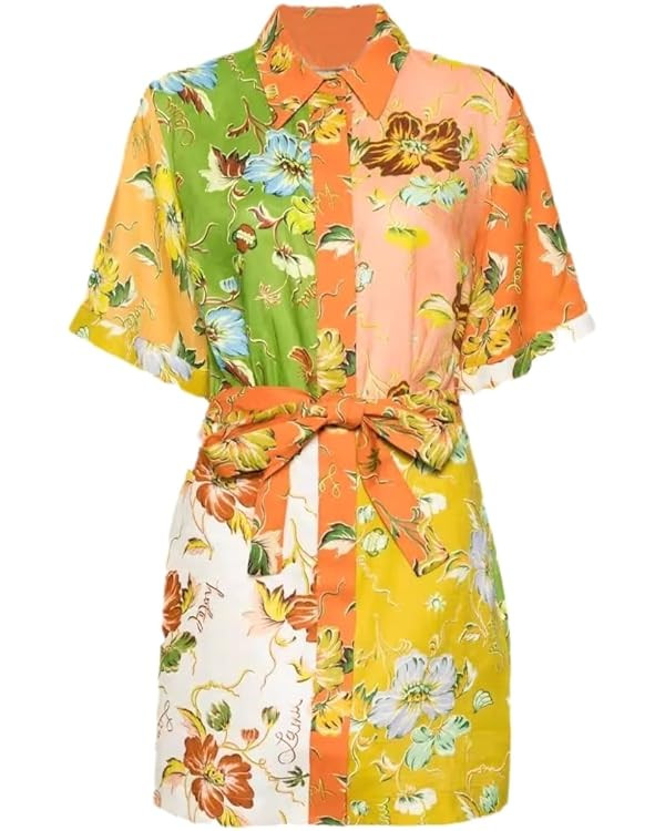 Women's Floral Mini Dress Y2k Short Sleeve Shirt Dress Cute Colorful Graffiti Graphic A-Line Lace... | Amazon (US)