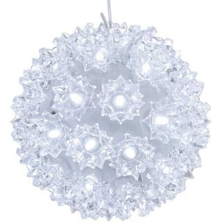 5 in. Indoor/Outdoor Lighted Ball Hanging Decor - White | The Home Depot
