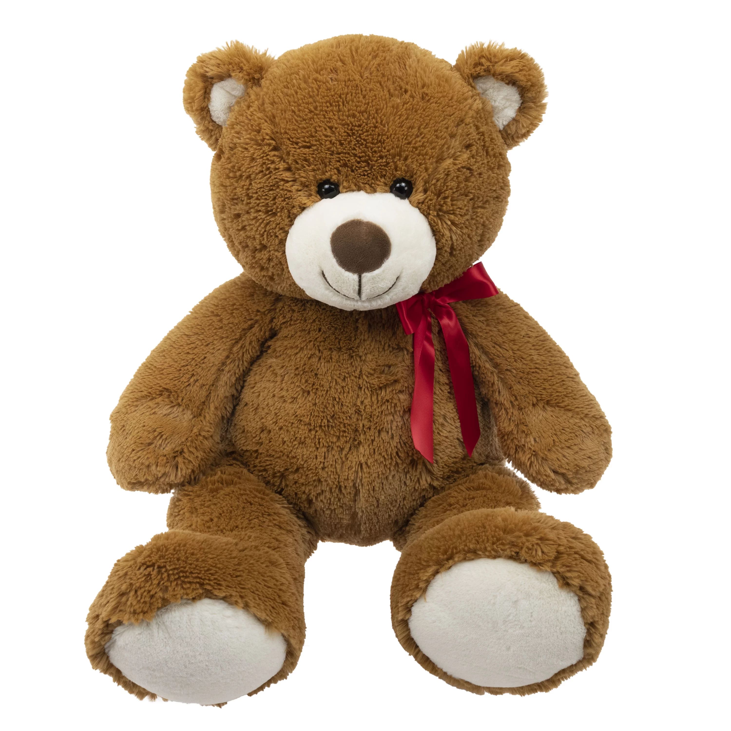 Way to Celebrate 33 inch Jumbo Plush Brown Bear with Red Ribbon, Child Ages 3 and up | Walmart (US)