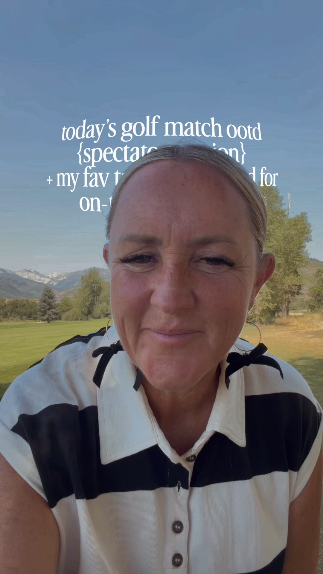 ⛳️golf days are easily becoming my fav days! love that my youngest picked this sport that i knew nothing about, love the quiet outdoor time + why do I always pick stripes for a golf match😆?! it just goes, but maybe i need to mix in some plaid next! 
.
#golfootd #momstyle #momlife #golfspectator #schoolcolors

#LTKmomlife #LTKSeasonal #LTKOver40