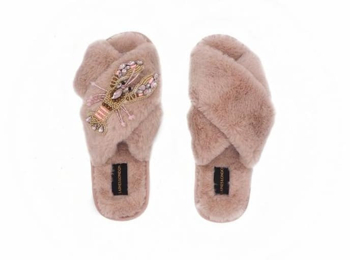 Pink Gold Crystal Lobster Slippers Pink | Trouva (Global)