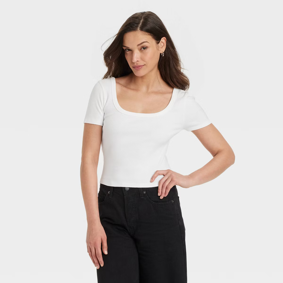 Women's Shrunken Short Sleeve Scoop Neck T-Shirt - Universal Thread™ | Target