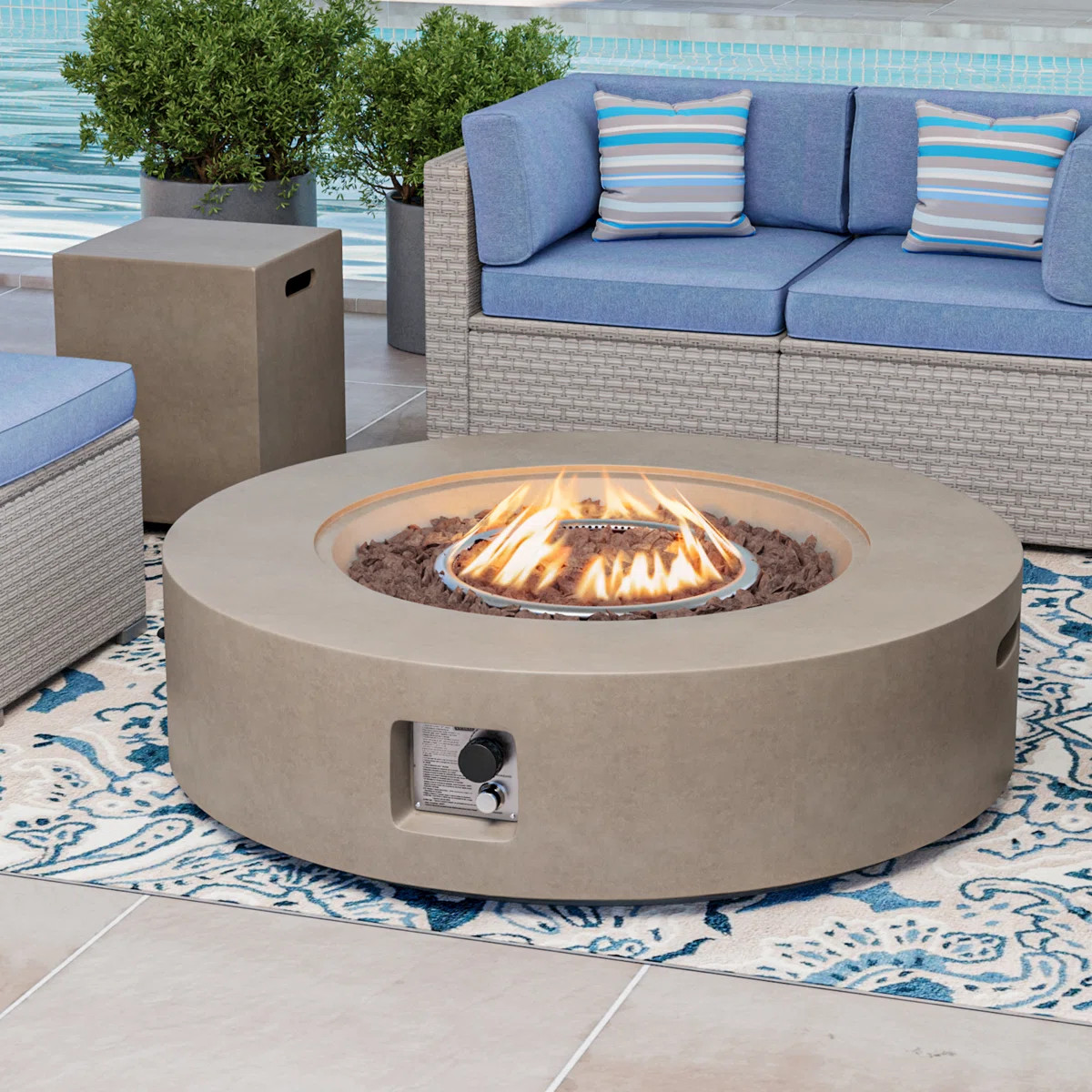 Shade Concrete Propane Outdoor Fire Pit Table | Wayfair North America