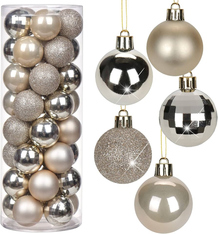 1.57" Champagne Christmas Balls Ornaments 40 Pcs Shatterproof Christmas Ornaments Set Matte Mini ... | Amazon (US)
