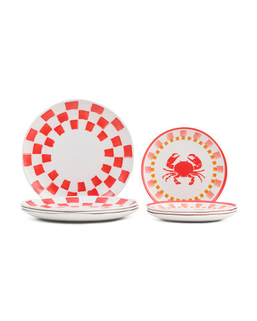 8pk Boho Nautical Crab Salad And Dinner Plates | TJ Maxx
