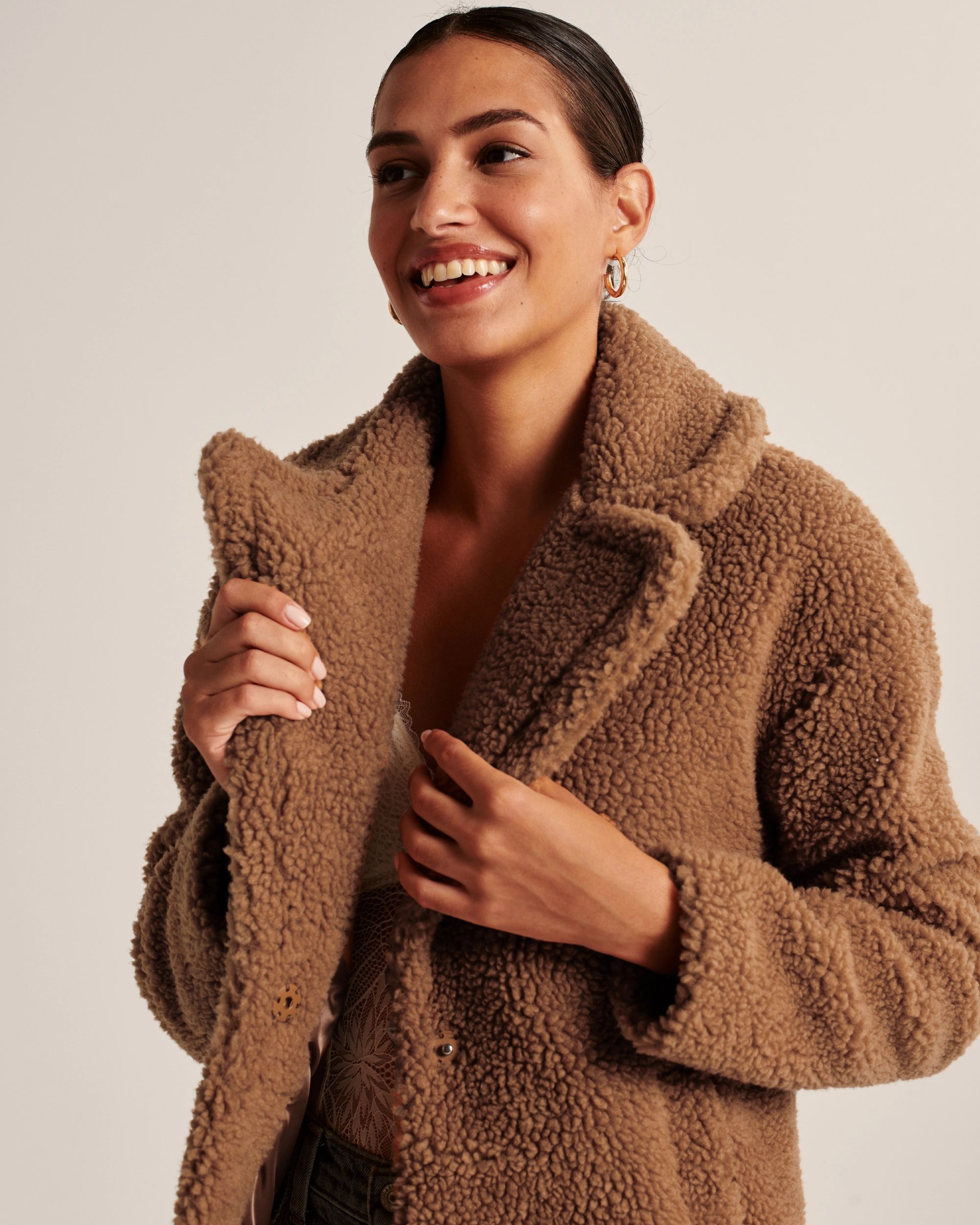 Mid-Length Sherpa Coat | Abercrombie & Fitch (US)