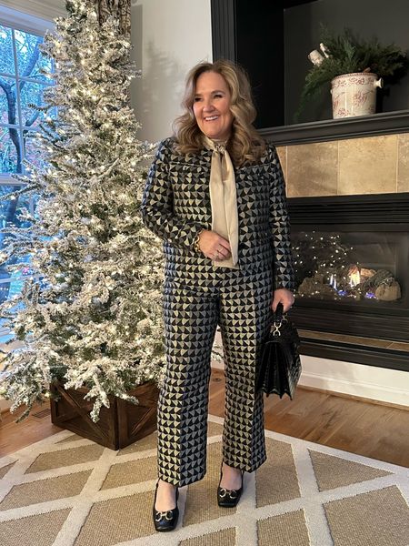 Holiday luxe suit. I went my larger size 14 in this as there isn’t any stretch. It’s beautiful. 

Holiday party outfit Christmas outfit work outfit 

#LTKmidsize #LTKover40 #LTKHoliday