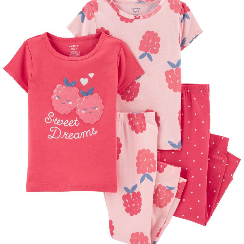 4-Piece Raspberry 100% Snug Fit Cotton PJs | Carter's