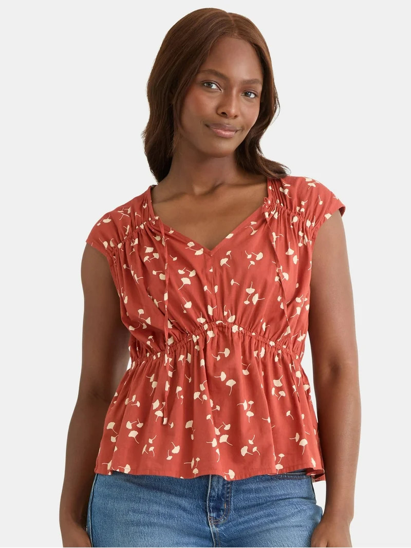 Time and Tru Women's Spade Neck Blouse, Sizes XS-XXXL | Walmart (US)
