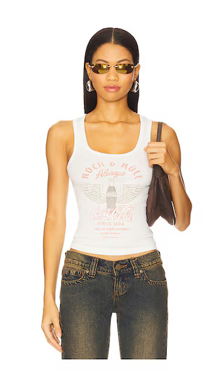 Coca Cola Rock & Roll Rib Tank Top in White | Revolve Clothing (Global)