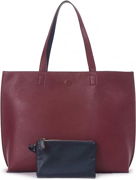 Reversible Tote Bag - Vegan Leather Womens Shoulder Tote with Wristlet | Amazon (US)