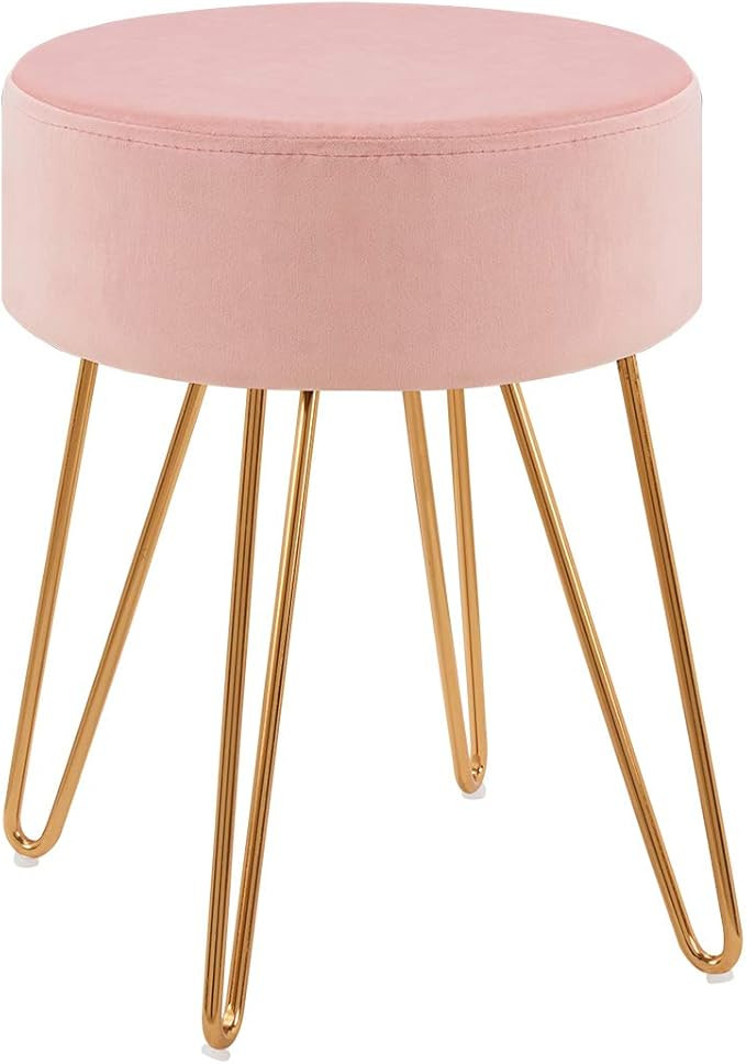 Duhome Velvet Ottoman, Makeup Vanity Stool, Contemporary Stool, Mongolian Round Metal Stool, Vani... | Amazon (US)