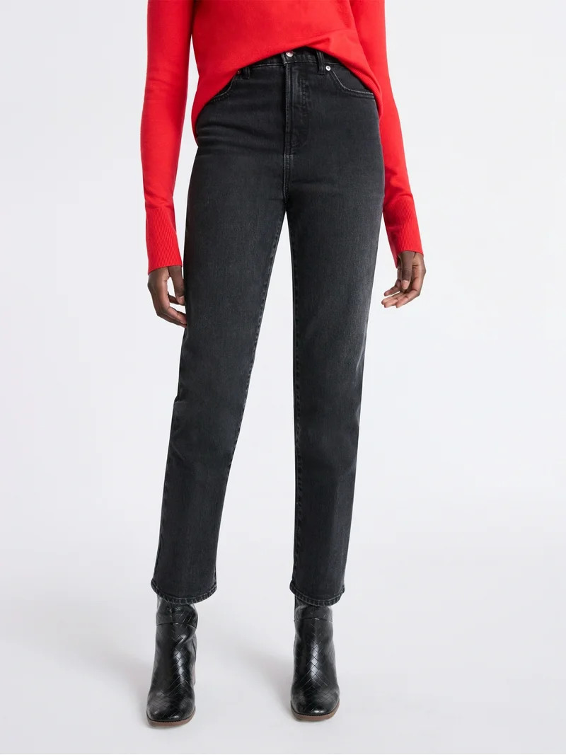 Free Assembly Women's and Women's Plus High Rise Straight Jeans, 30" Inseam, Sizes 0-26W | Walmart (US)