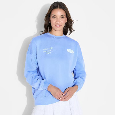 Women's Oversized Pullover Sweatshirt - Wild Fable™ Blue XXS | Target