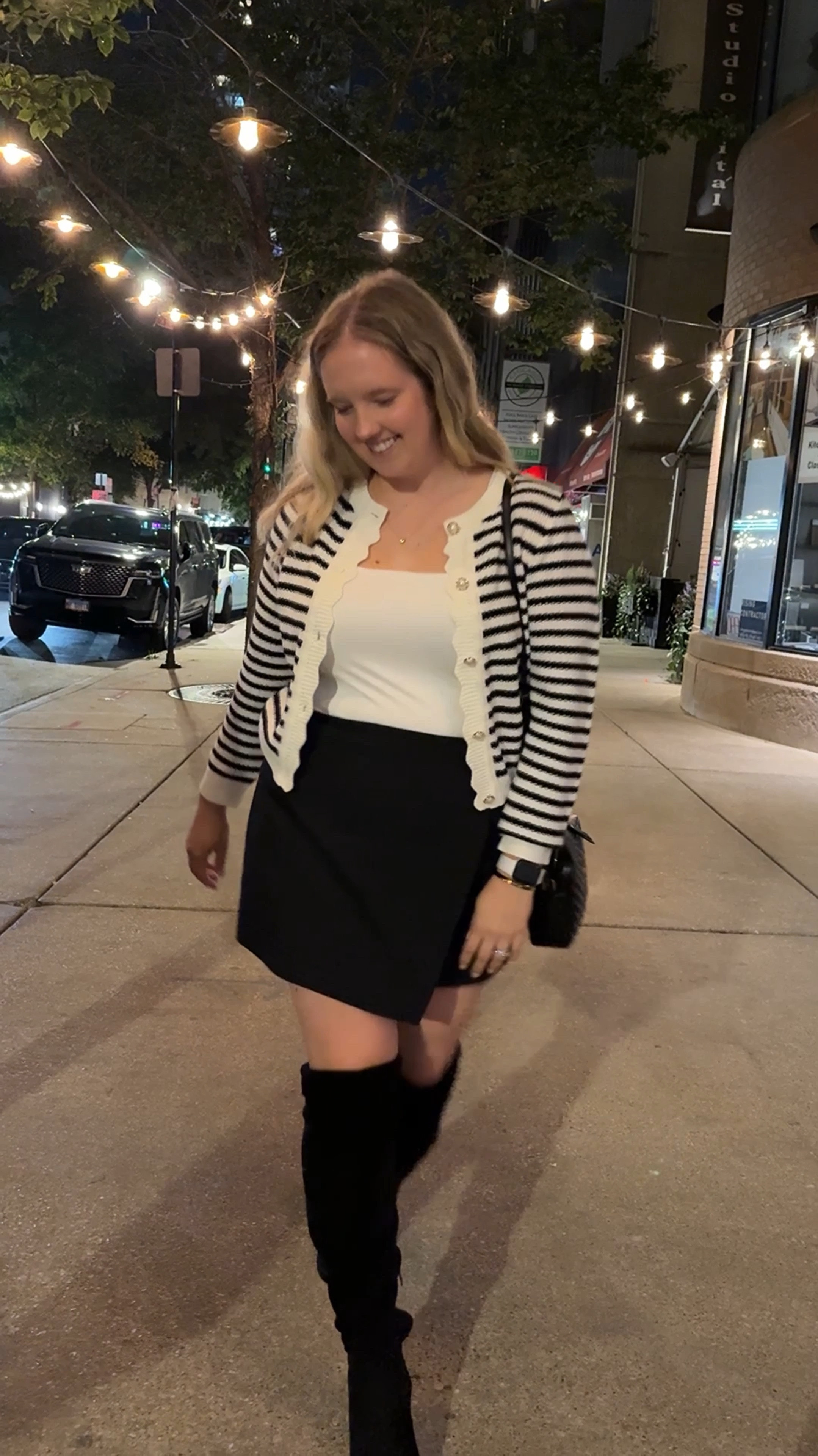 Preppy date night fall to winter outfit. This is one of my favorite date night looks to date! The outfit was so much more comfortable than you’d think and I loved how flattering it all was! Wore this to our 6th anniversary dinner at Maple & Ash. Love an over the knee boot and skort moment.

#LTKHoliday #LTKFindsUnder50 #LTKVideo