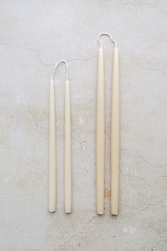 Read the full title
    Handmade Taper Candles - PARCHMENT - Set of 8 Hand Dipped Cream Wedding C... | Etsy (UK)