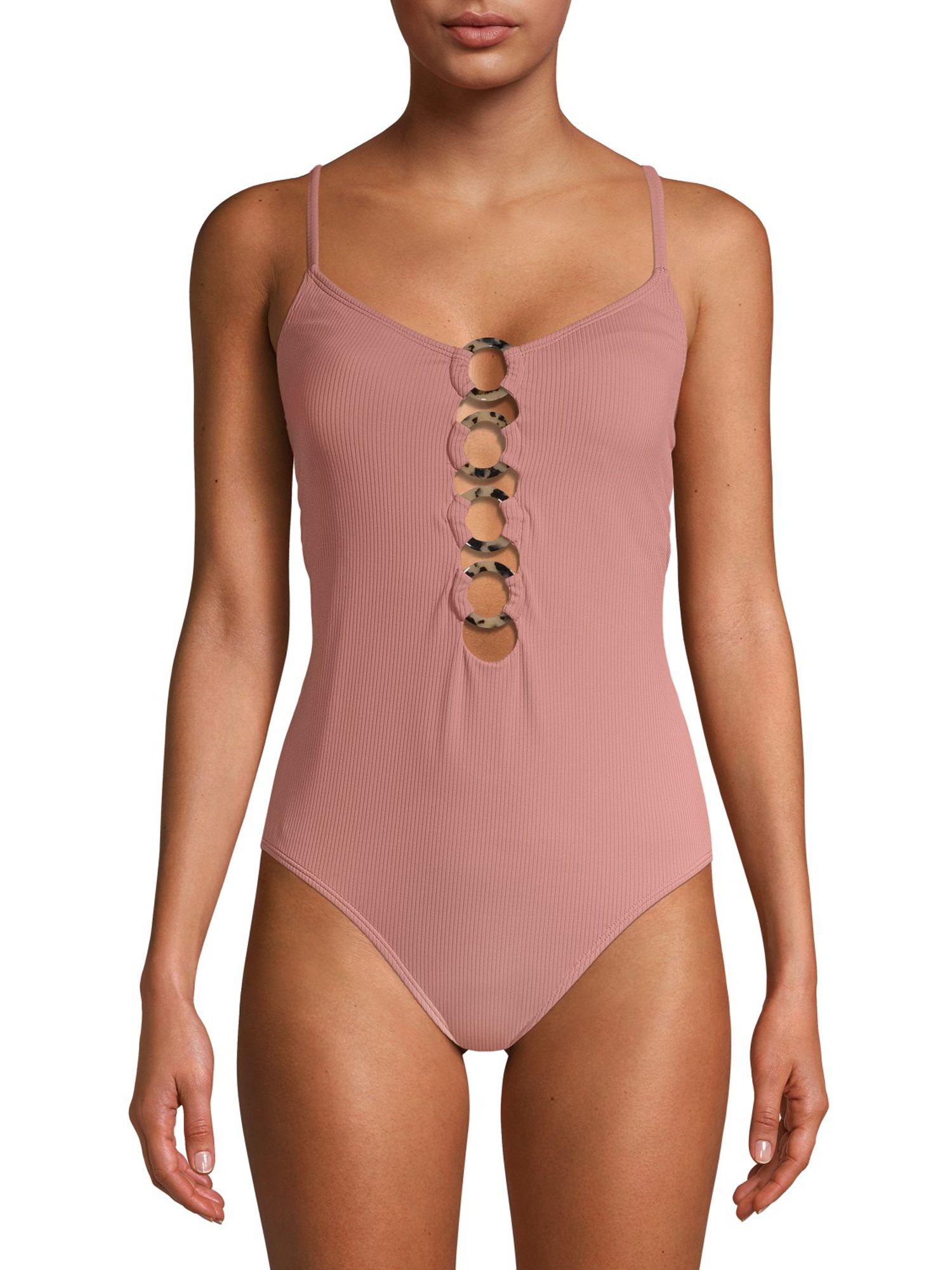 Time and Tru - Time and Tru Women's Ribbed Tortoise Ring One Piece Swimsuit - Walmart.com | Walmart (US)