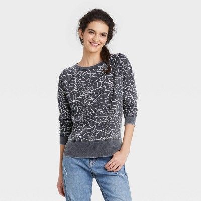 Women's Halloween Spiderweb Graphic Sweatshirt - Black | Target