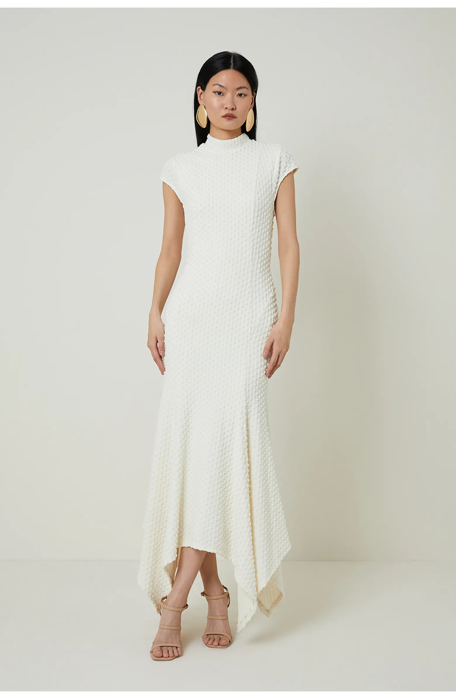 Karen Millen Textured Jersey Dramatic Hem Maxi Dress | Nordstrom | Nordstrom
