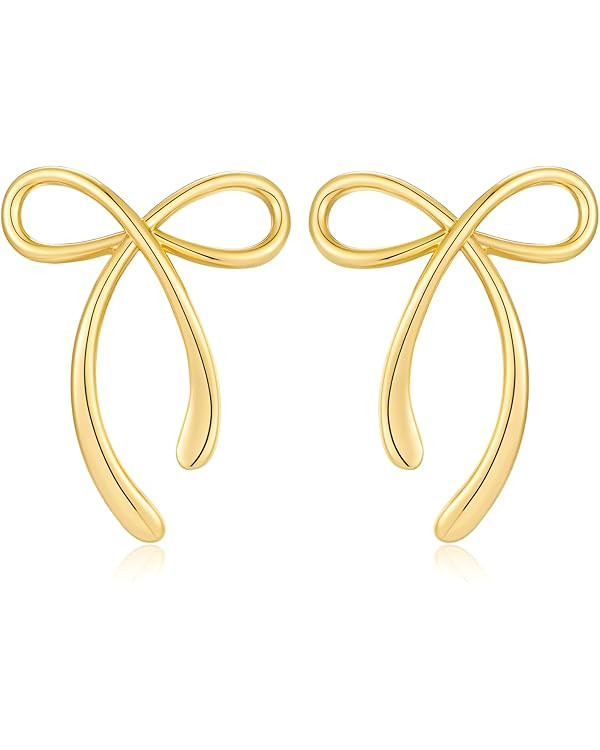 Gold Bow Stud Earrings for Women Simple Bow Jewelry Everyday Earrings | Amazon (US)