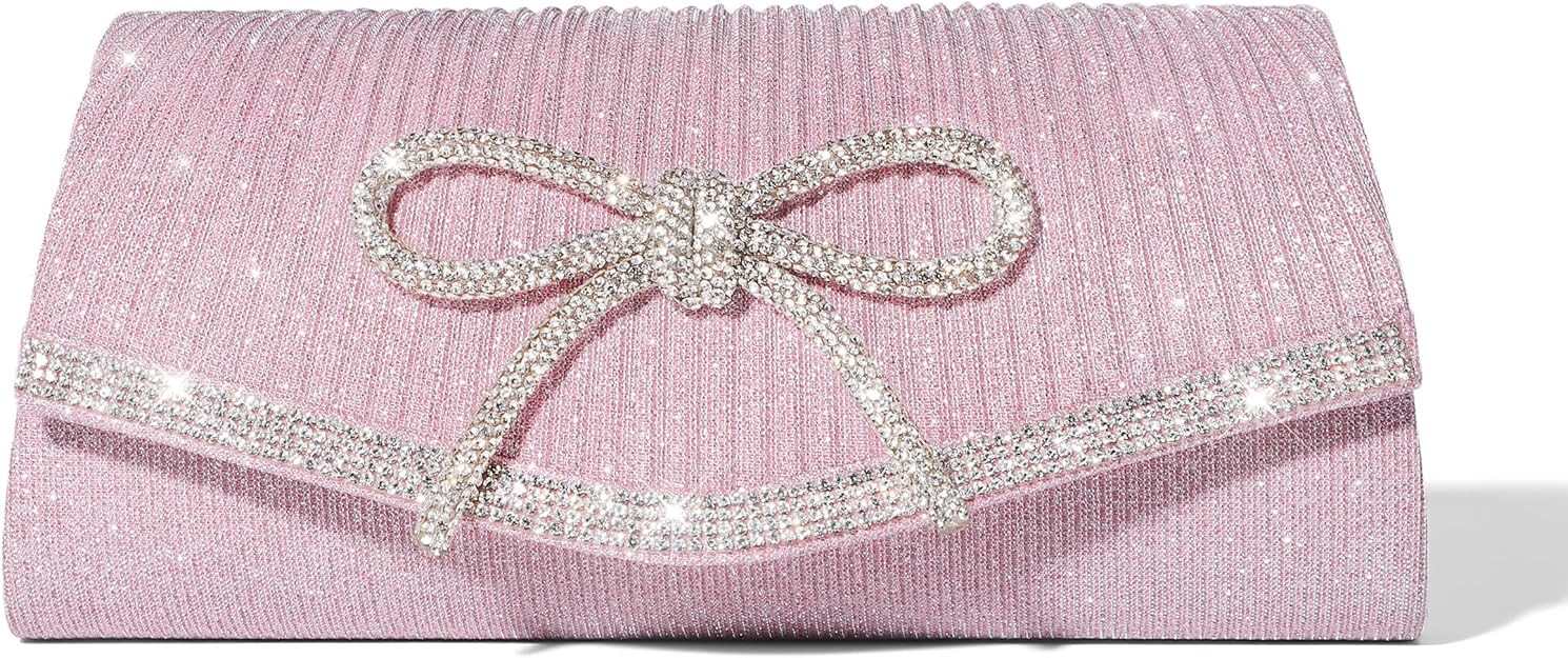Bow Evening Bag Sparkly Clutch Purses for Women Wedding Glitter Rhinestone Party Prom Purse Dress... | Amazon (US)