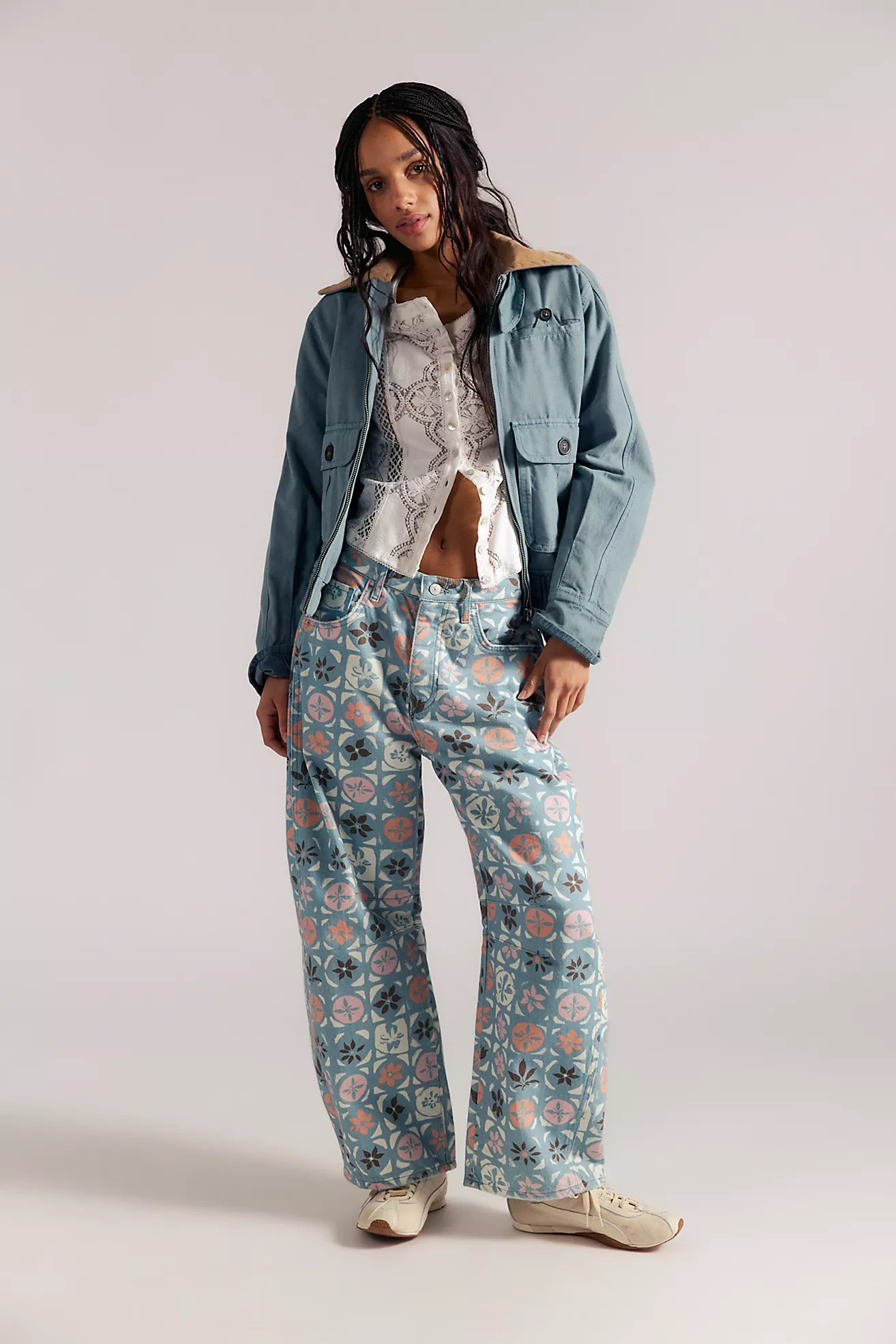 We The Free Good Luck Printed Barrel Jeans | Free People (Global - UK&FR Excluded)