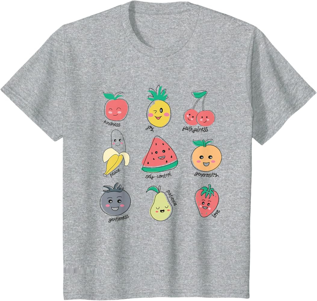 Fruit of Spirit Virtues Cute Kawaii Christian Kids T-Shirt | Amazon (US)