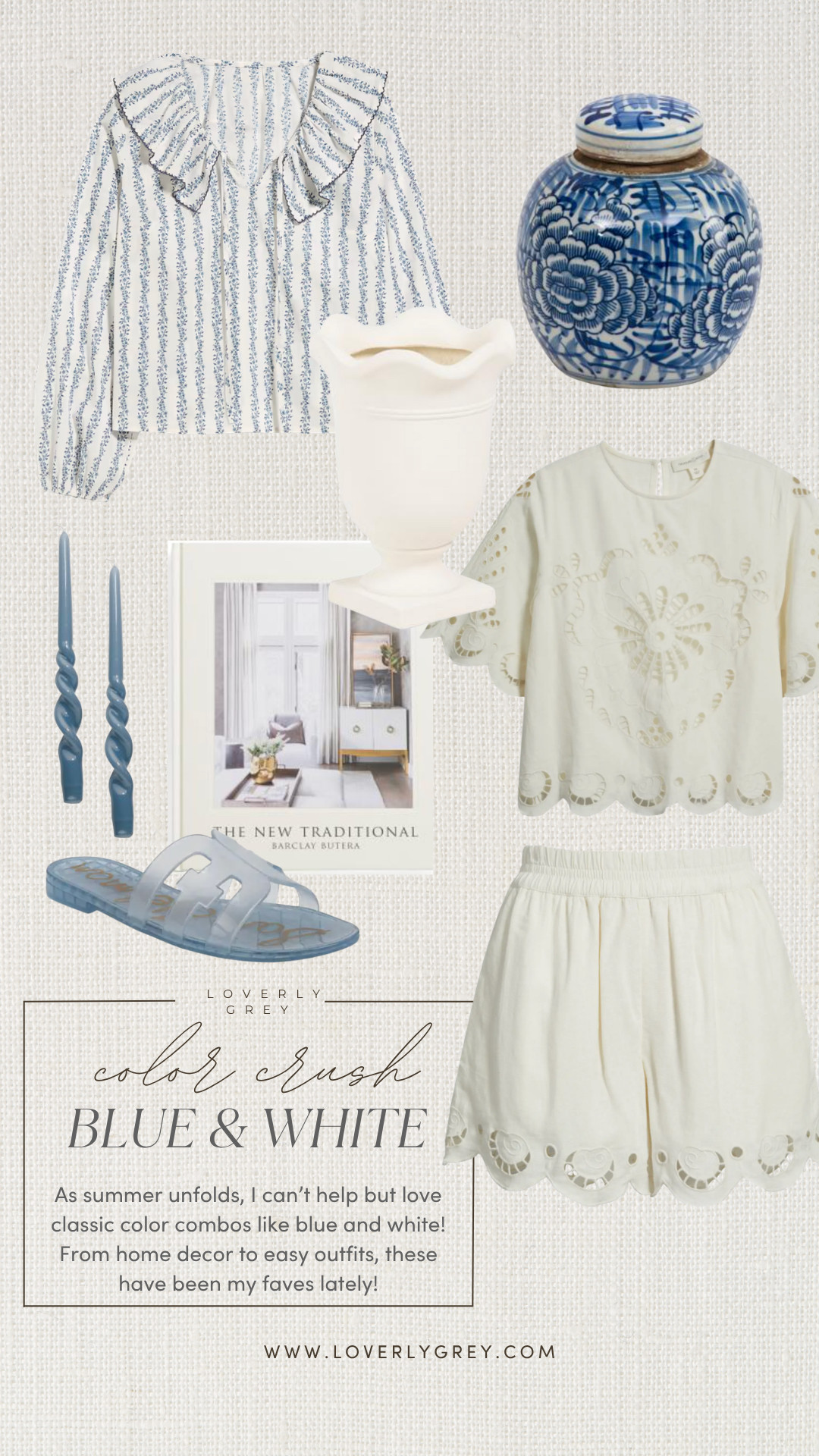 If you love a classic coastal or traditional ginger jar aesthetic, this blue and white lineup is a total must-have! These elevated everyday style staples and home accents are moving so fast. Loverly grey, casual summer outfit, eyelet set, blue taper candles, summer outfit inspiration 

 #LTKdayinmylife #LTKSeasonal #LTKHome