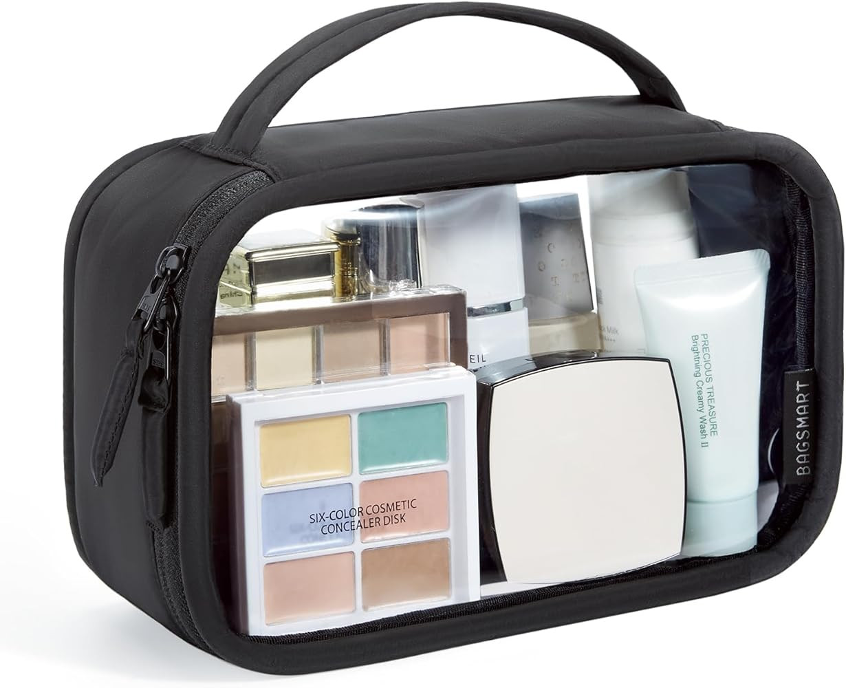 BAGSMART TSA-Approved Toiletry Bag, Large Opening Clear Makeup Bag with Handle, Quart Sized Trave... | Amazon (US)
