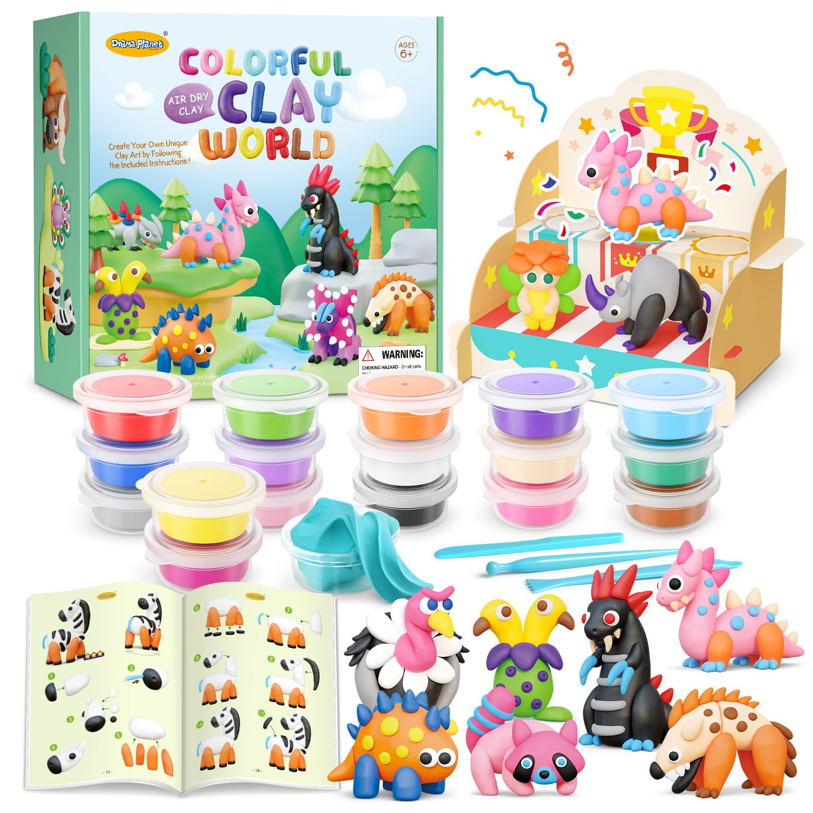 Kids Air Dry Clay Kit - Magic Clay Set with 18 Cans, 26 Project Tutorials & 4 Themed Instructiona... | Amazon (US)