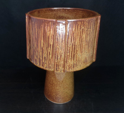 Vintage Japanese Mid-Century Modern Ikebana Flower Vase Compote Brown Toyo  | eBay | eBay US